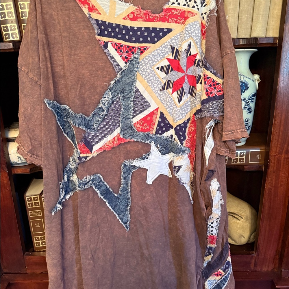 Oli & Hali Bohemian Patchwork Star Tunic Dress - Brown